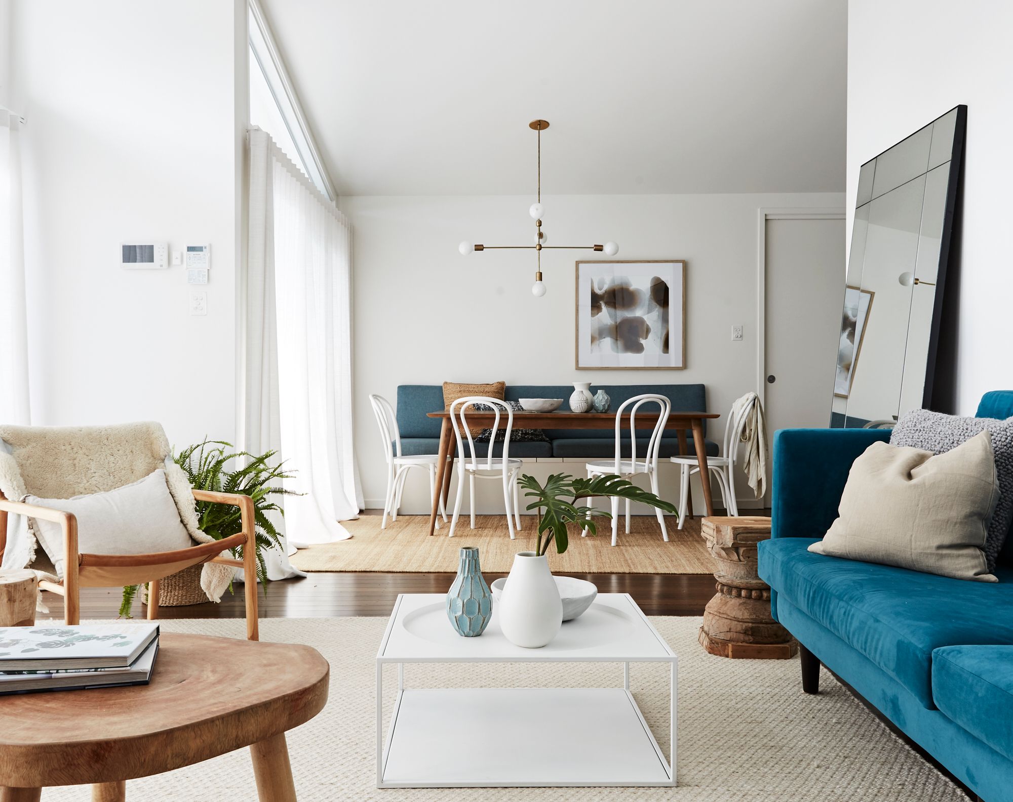 Open lounge and dining room at The Chalet, Byron Beach Abodes