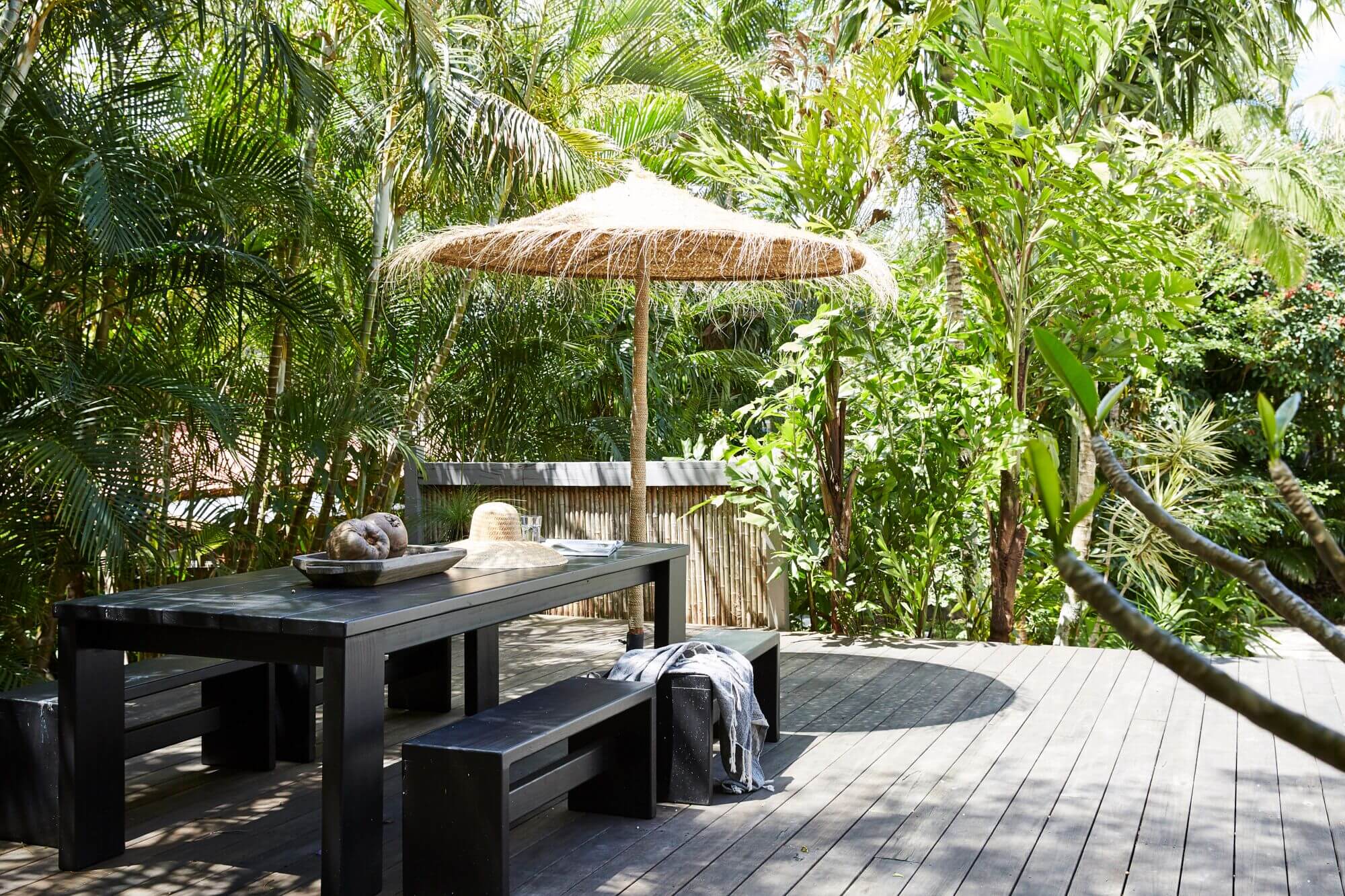 Outdoor dining area at The Cottage, The Bower Byron Bay