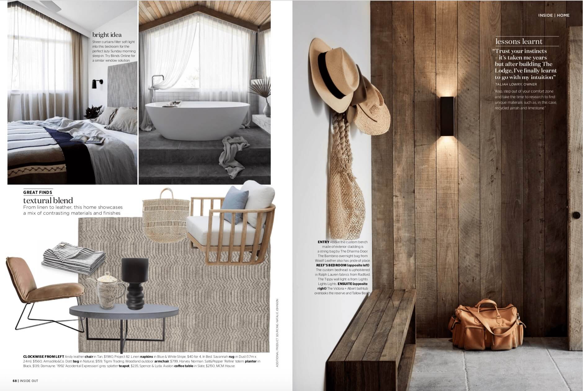 The Lodge, Byron Beach Abodes in Inside Out Magazine