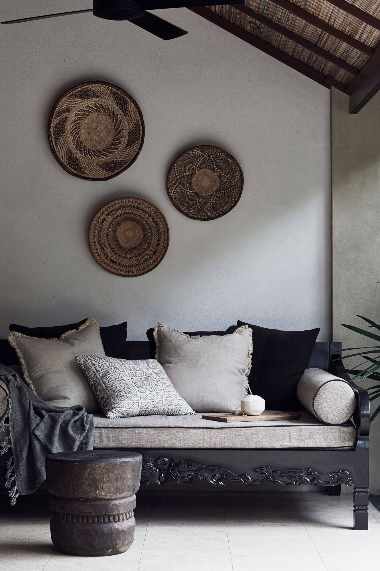 Beautiful carved timber daybed at The Villas of Byron