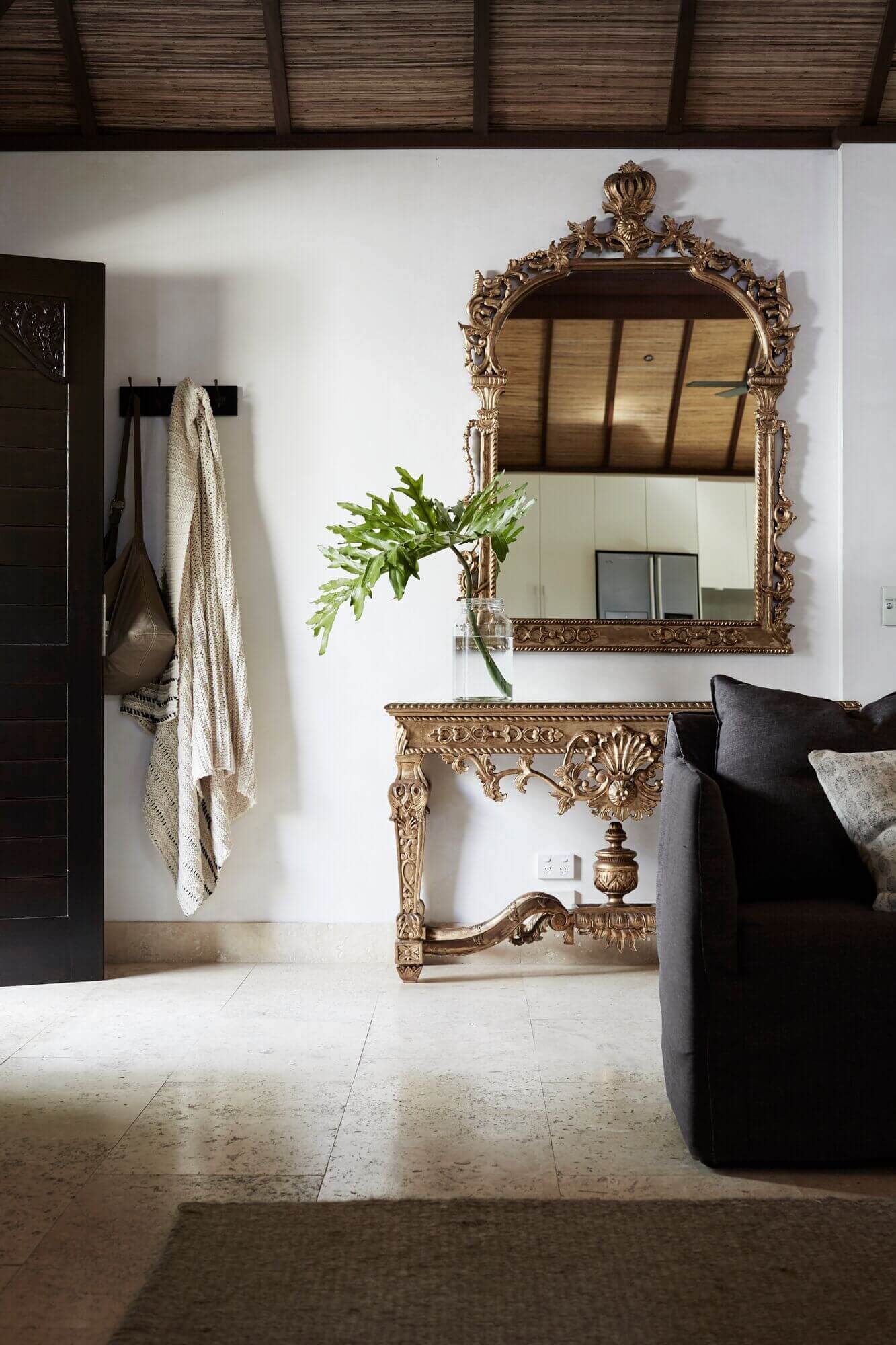 Ornate gold wall mirror at the entry to the Grand Villa, The Villas of Byron