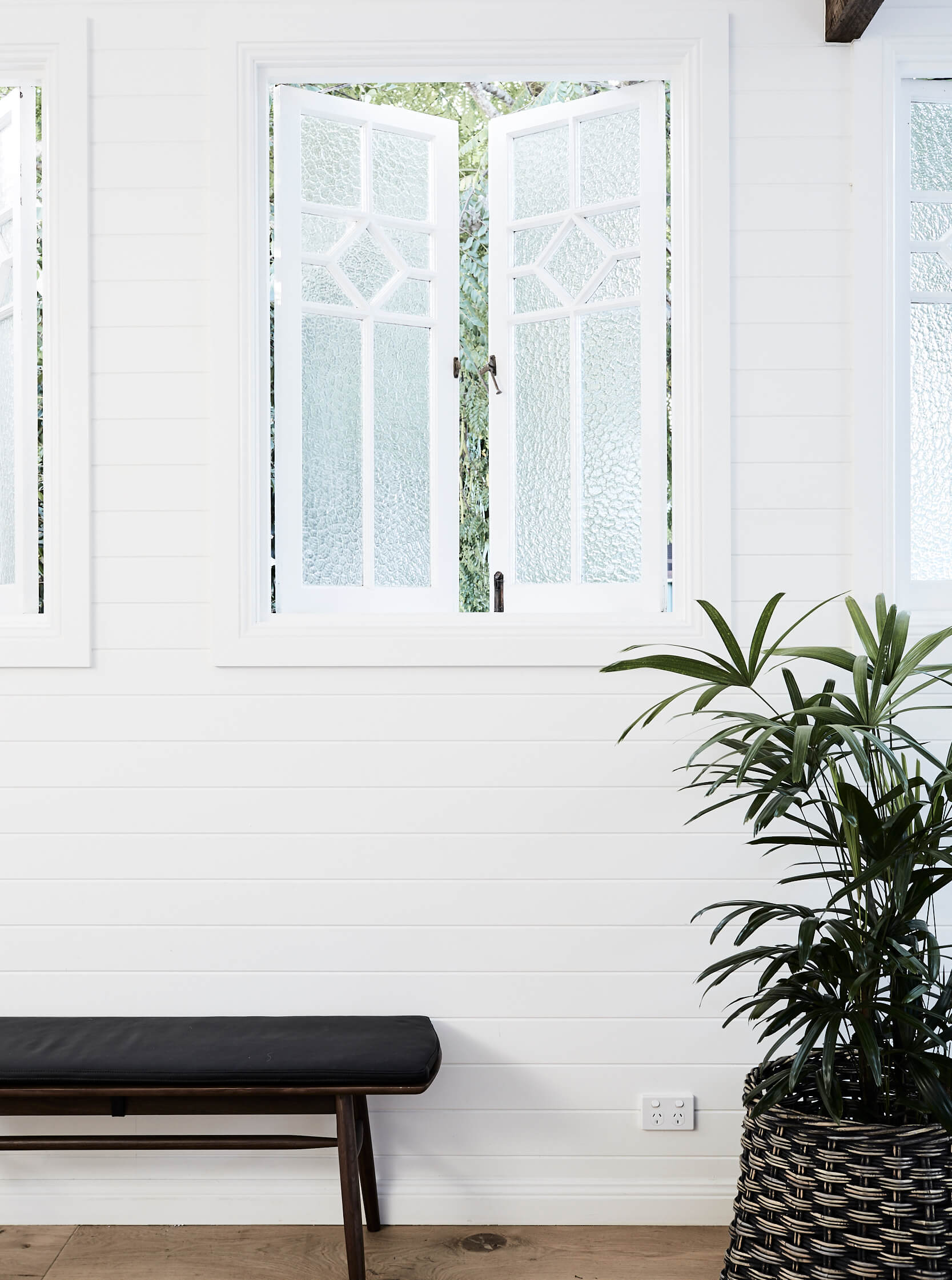 Recycled timber windows at the Bower Barn, The Bower Byron Bay hotel