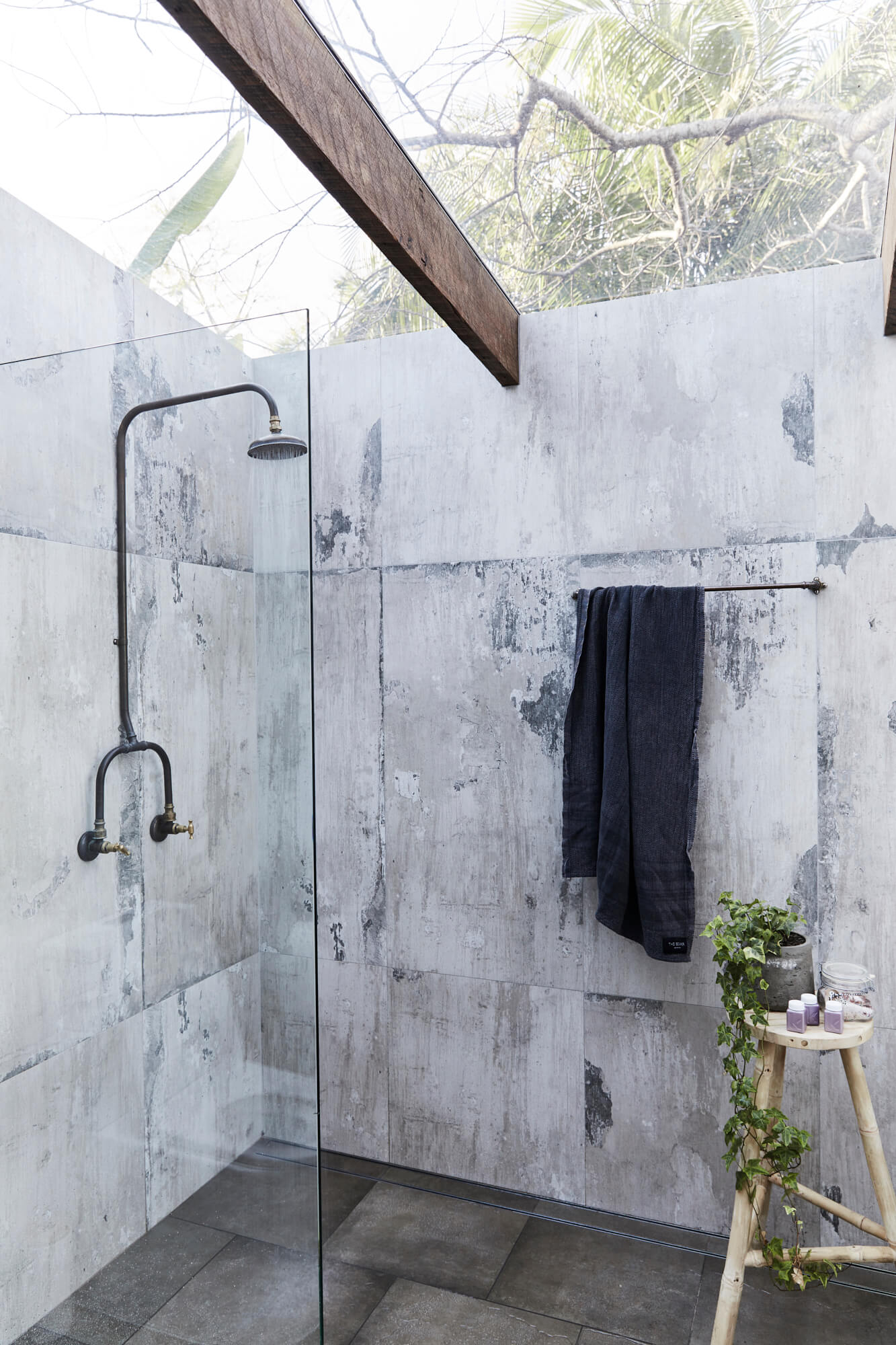 Ensuite at the Bower Barn, The Bower Byron Bay hotel with glass ceiling