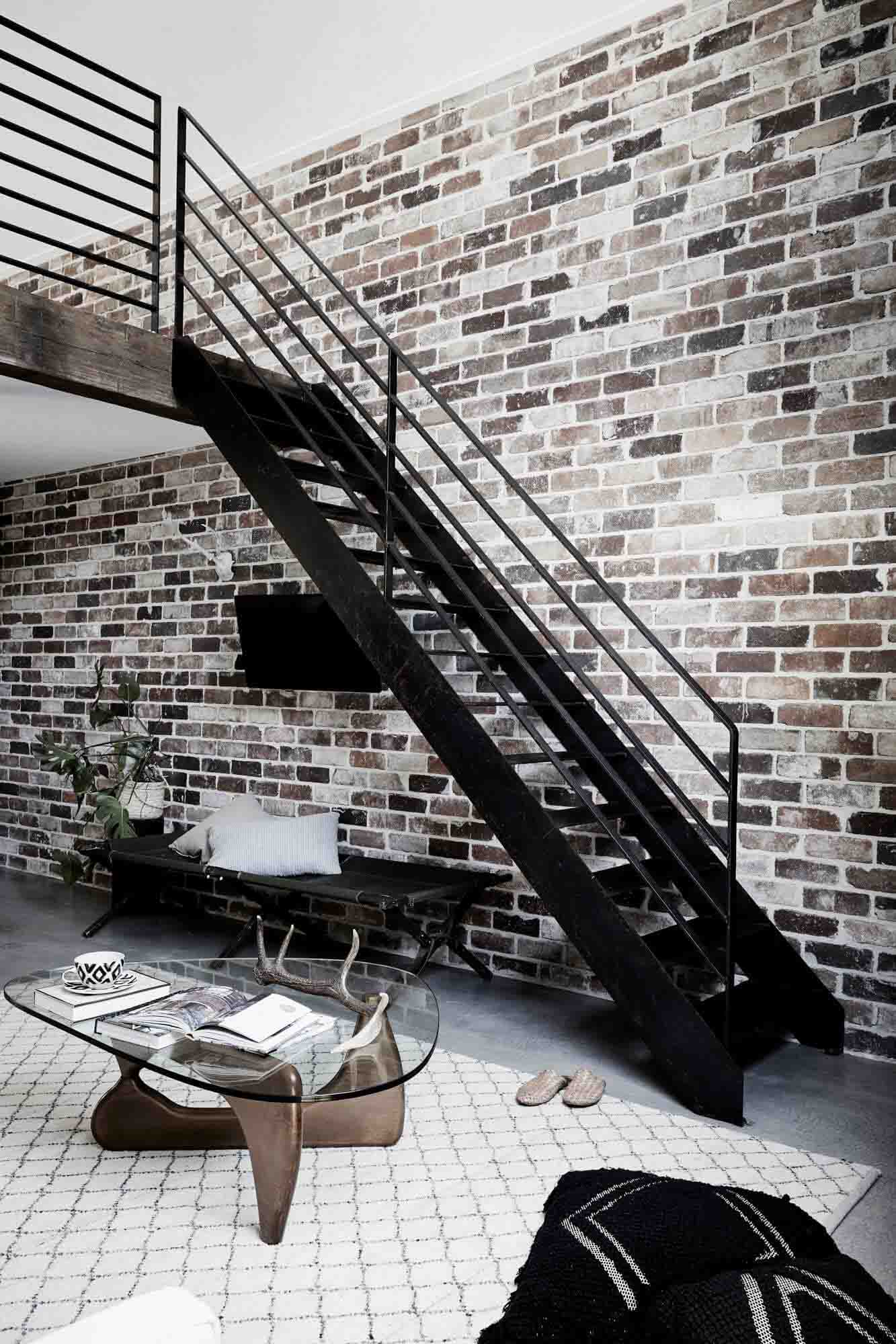 Custom steel staircase at The Chapel, Byron Beach Abodes