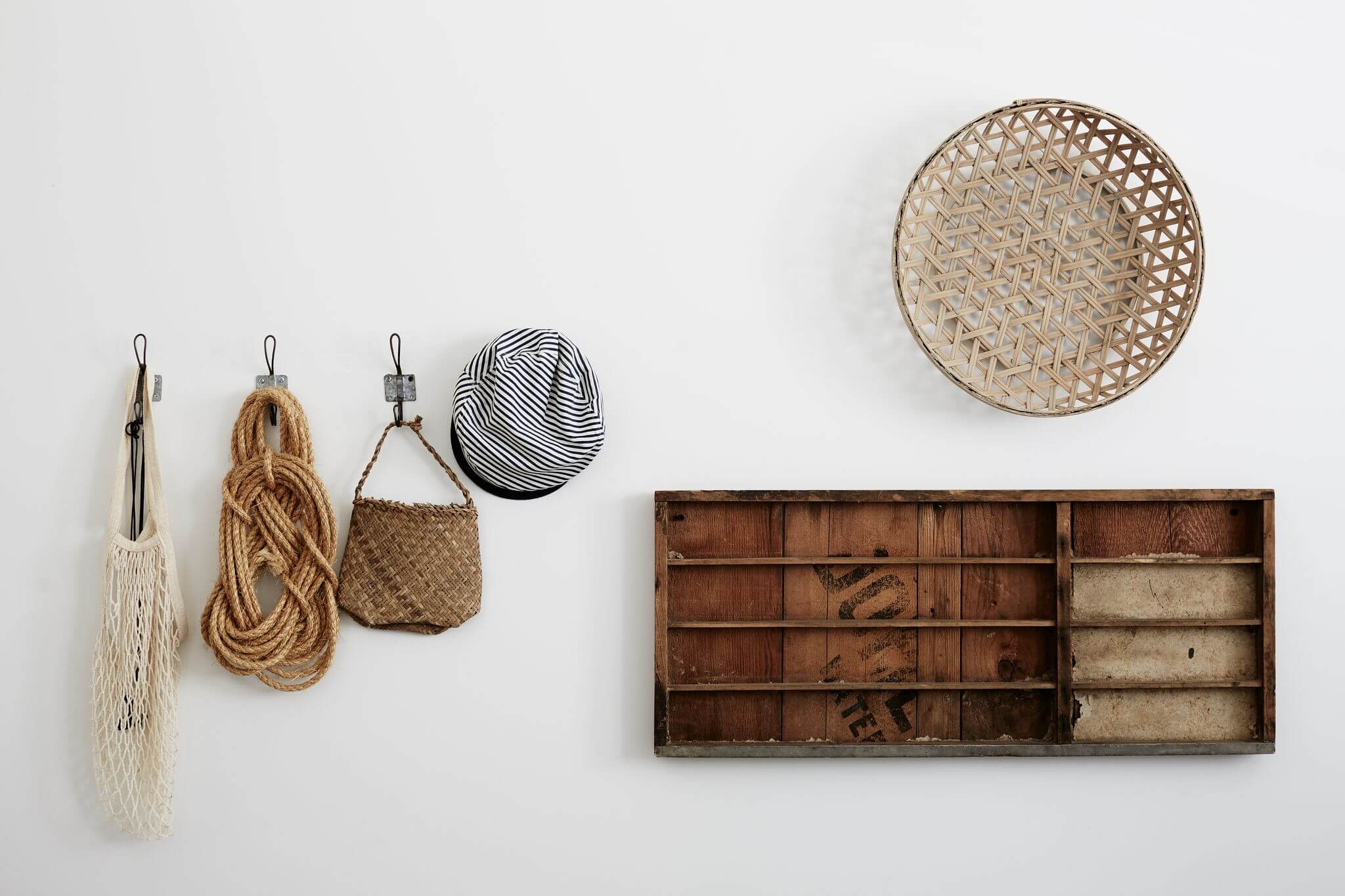Curated vintage pieces to create wall art at Magnolia House, Byron Beach Abodes